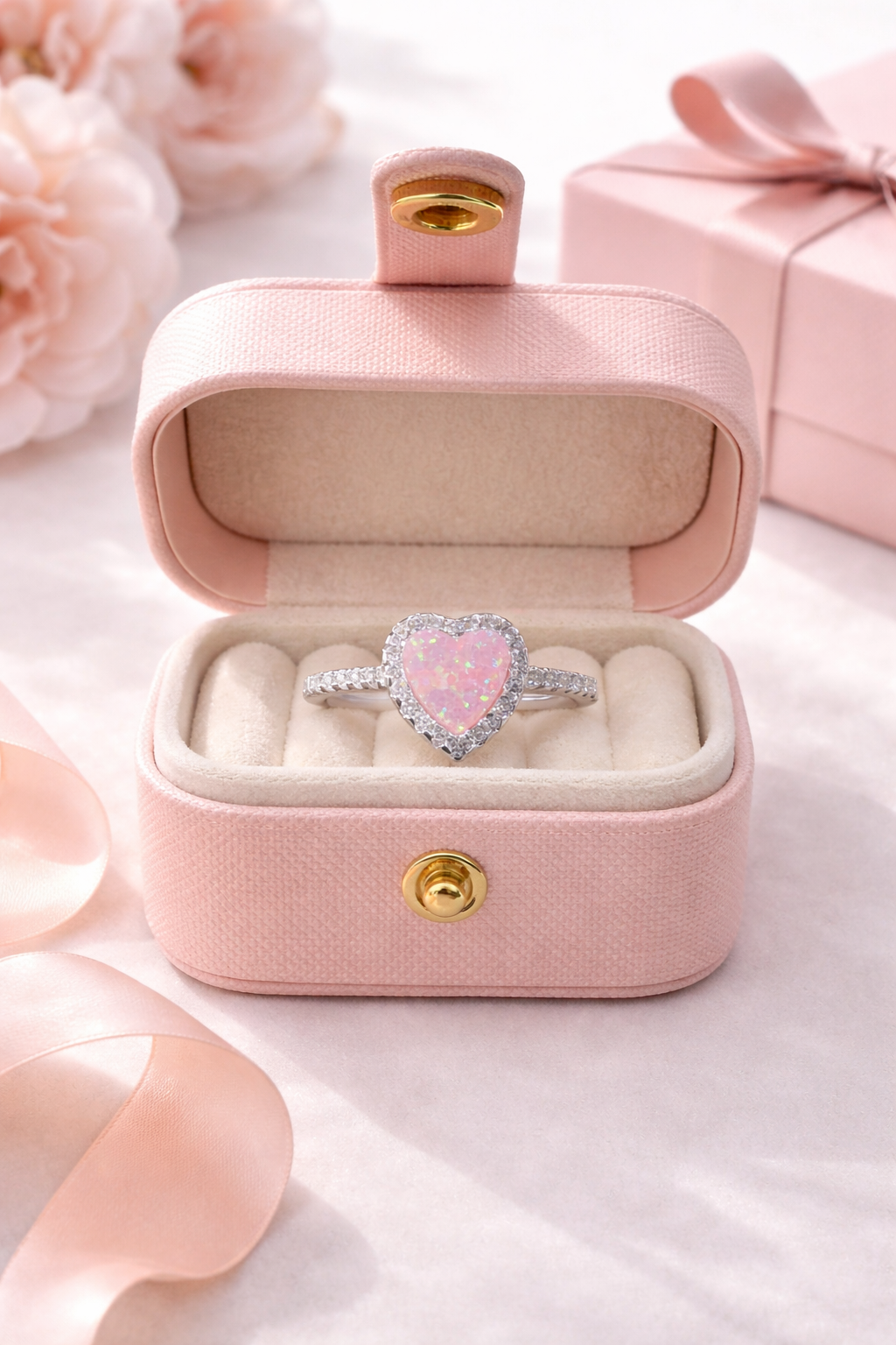 Sweetheart Opal Ring 925 Sterling Silver
