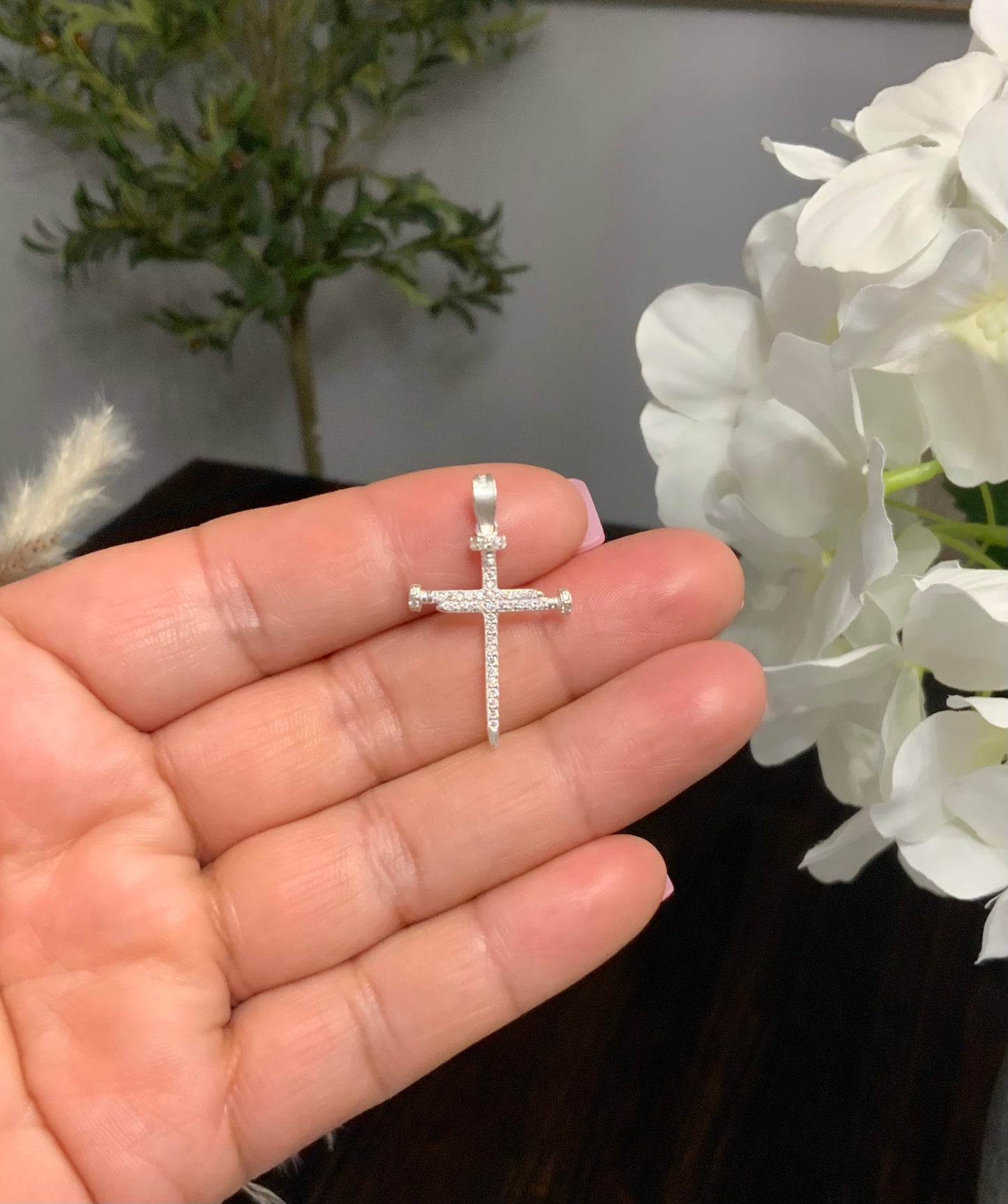 Three Nail Cross Pendant Sterling Silver 925