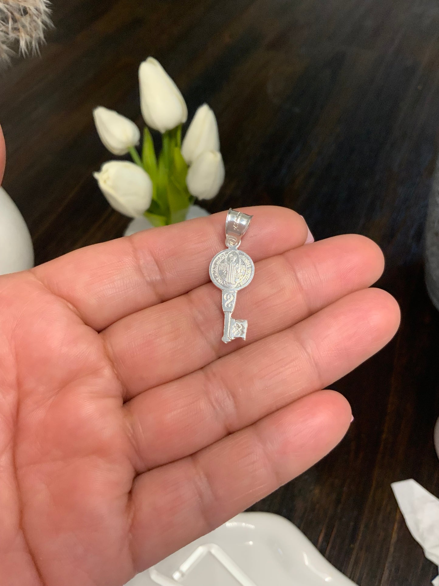 Saint Benedict Key Pendant - Sterling Silver 925
