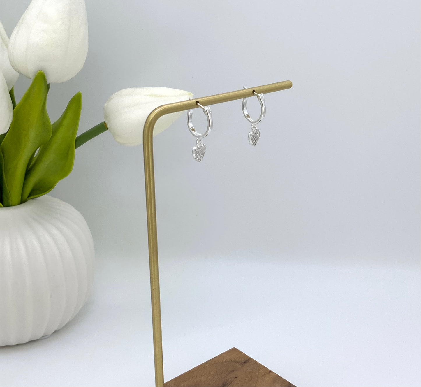 Heart Hoop Earring With Zc Sterling Silver 925