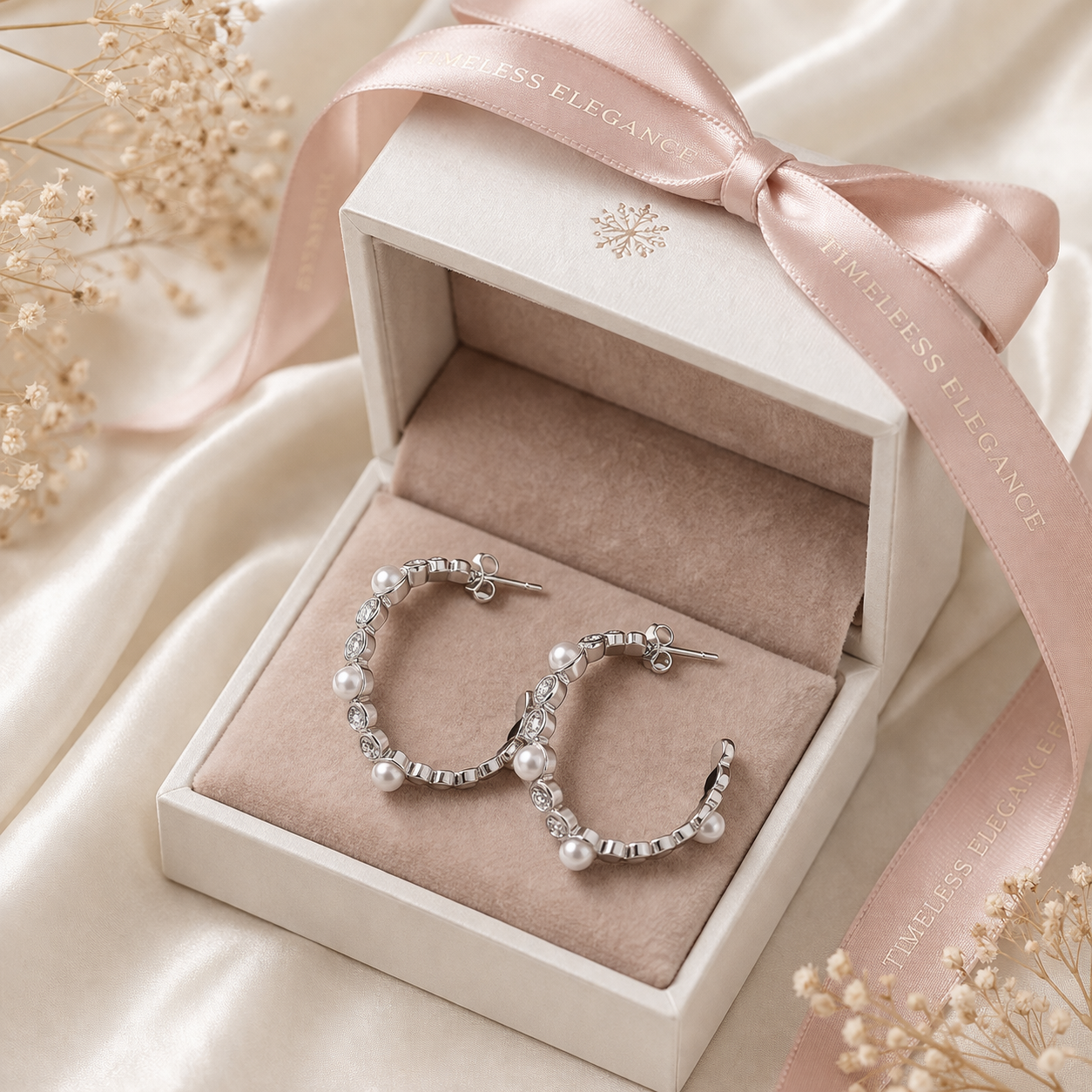 Victoria Pearls Hoop Earrings 925 Sterling Silver - 22mm