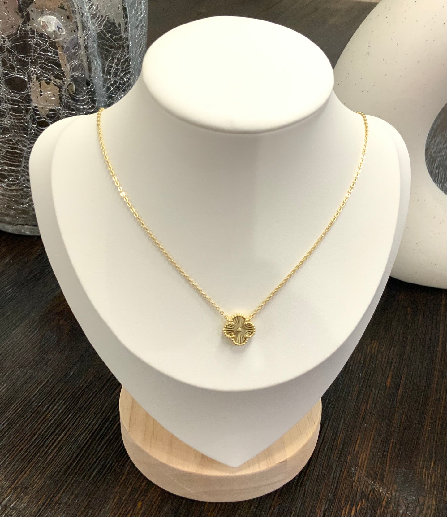 Gold Clover Necklace Sterling Silver 925