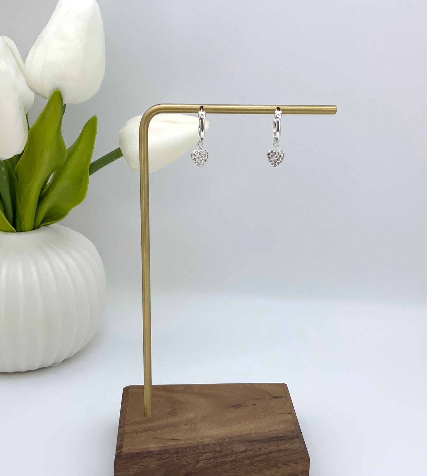 Heart Hoop Earring With Zc Sterling Silver 925