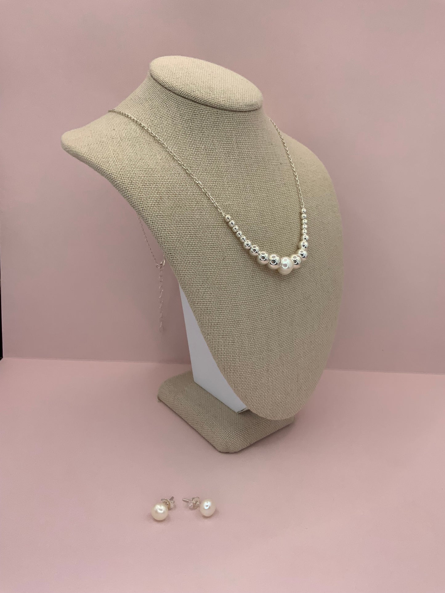 Set Zunilda Necklace and Earring with Pearl -Sterling Silver