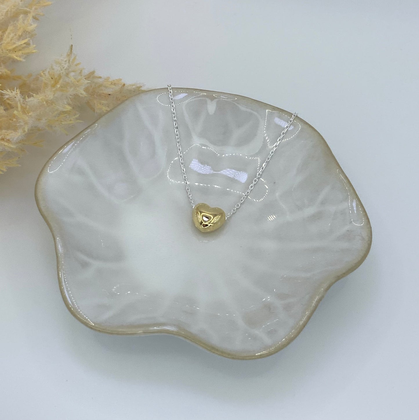 Gold Heart Necklace -Sterling Silver 925