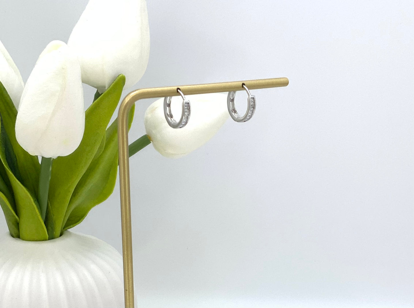 Angela Hoop Earrings With Zc Sterling Silver 925