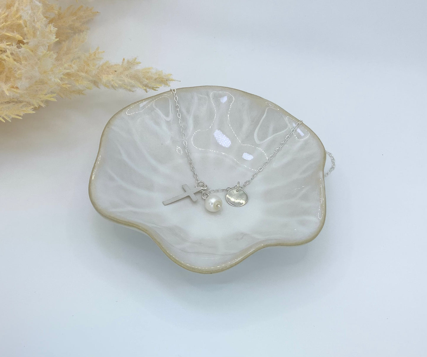 Pearl and Cross Necklace- Religious