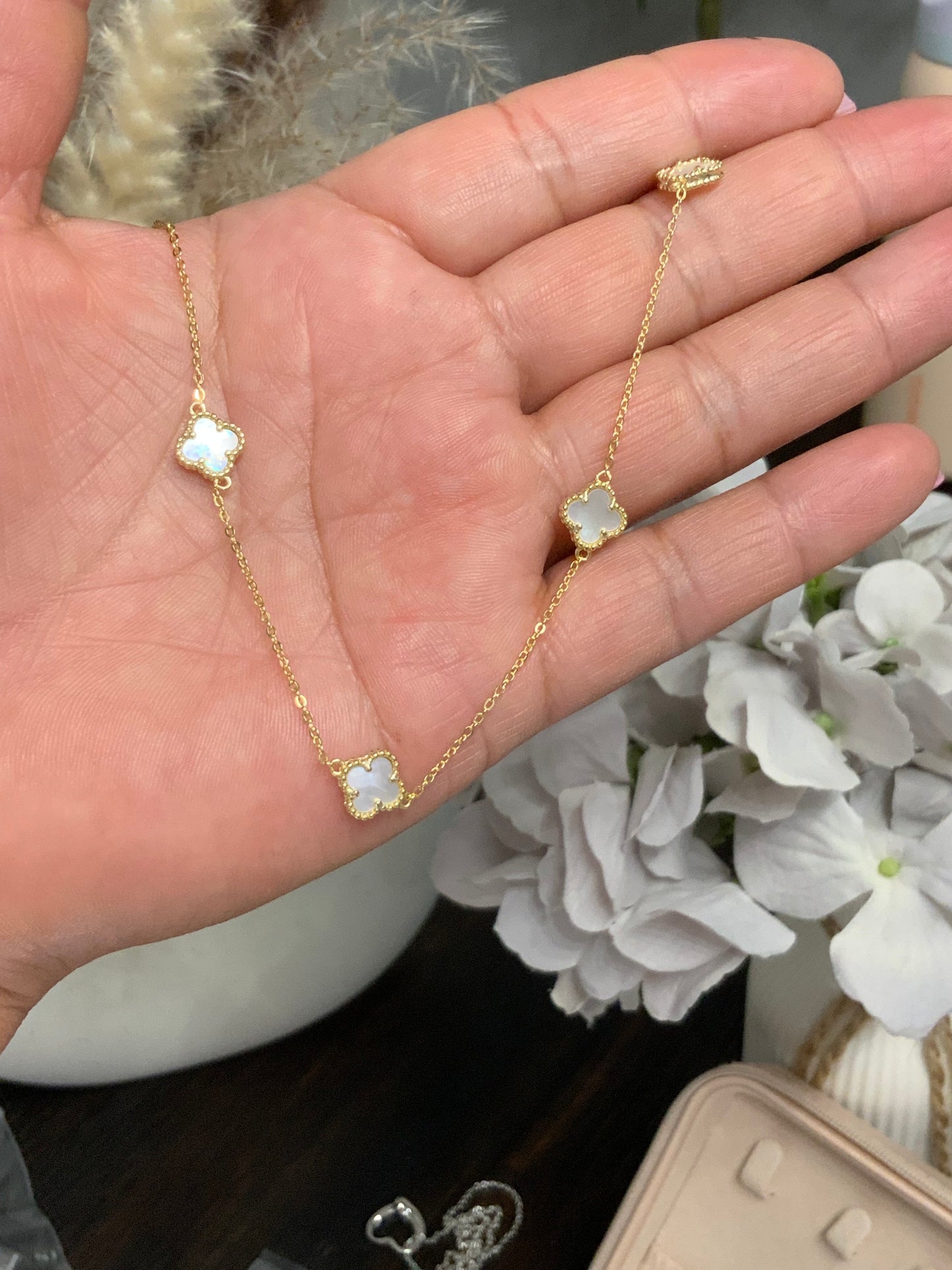 Pearl Clover Necklace Sterling Silver 925 (gold)