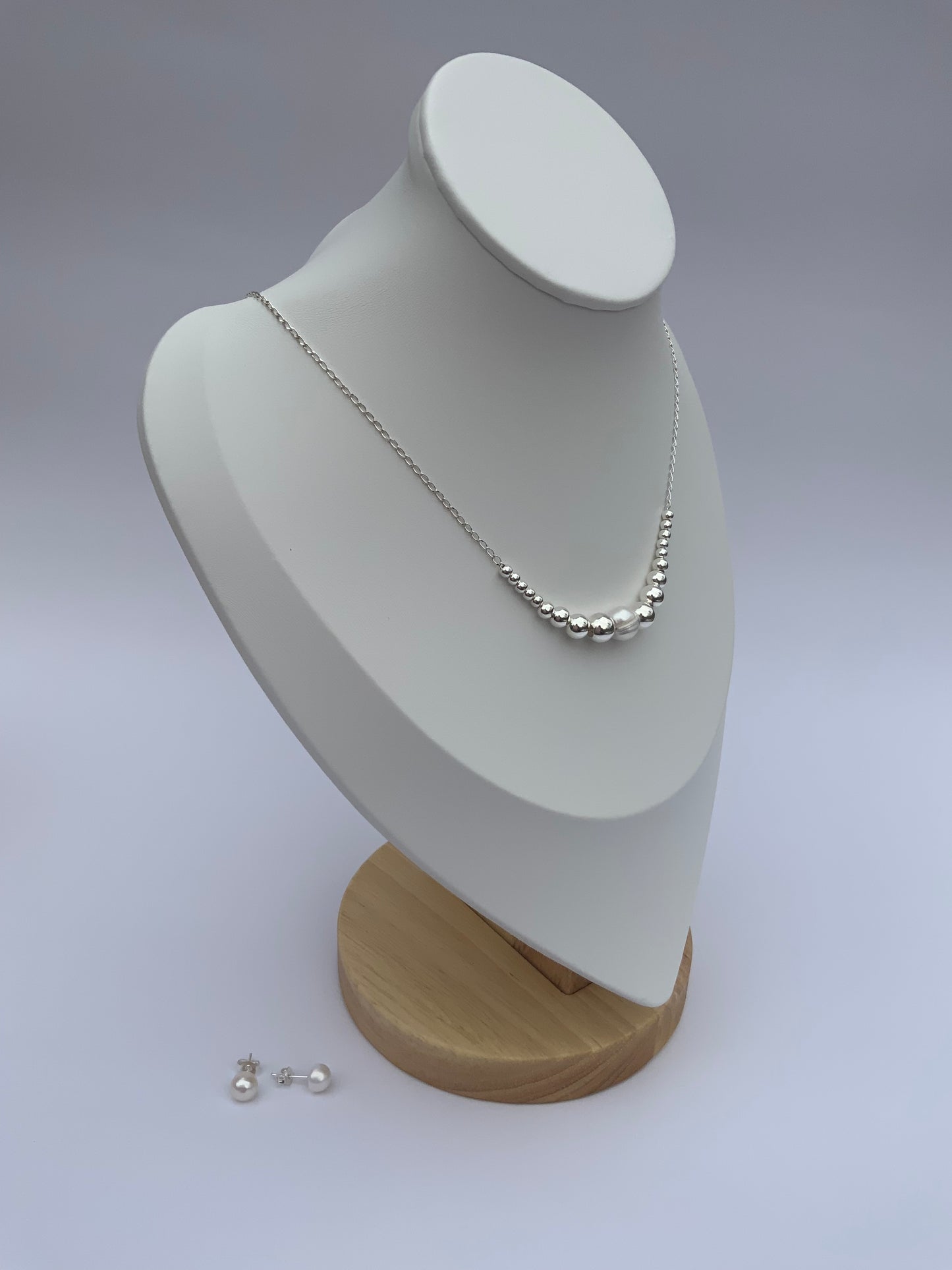 Set Zunilda Necklace and Earring with Pearl -Sterling Silver