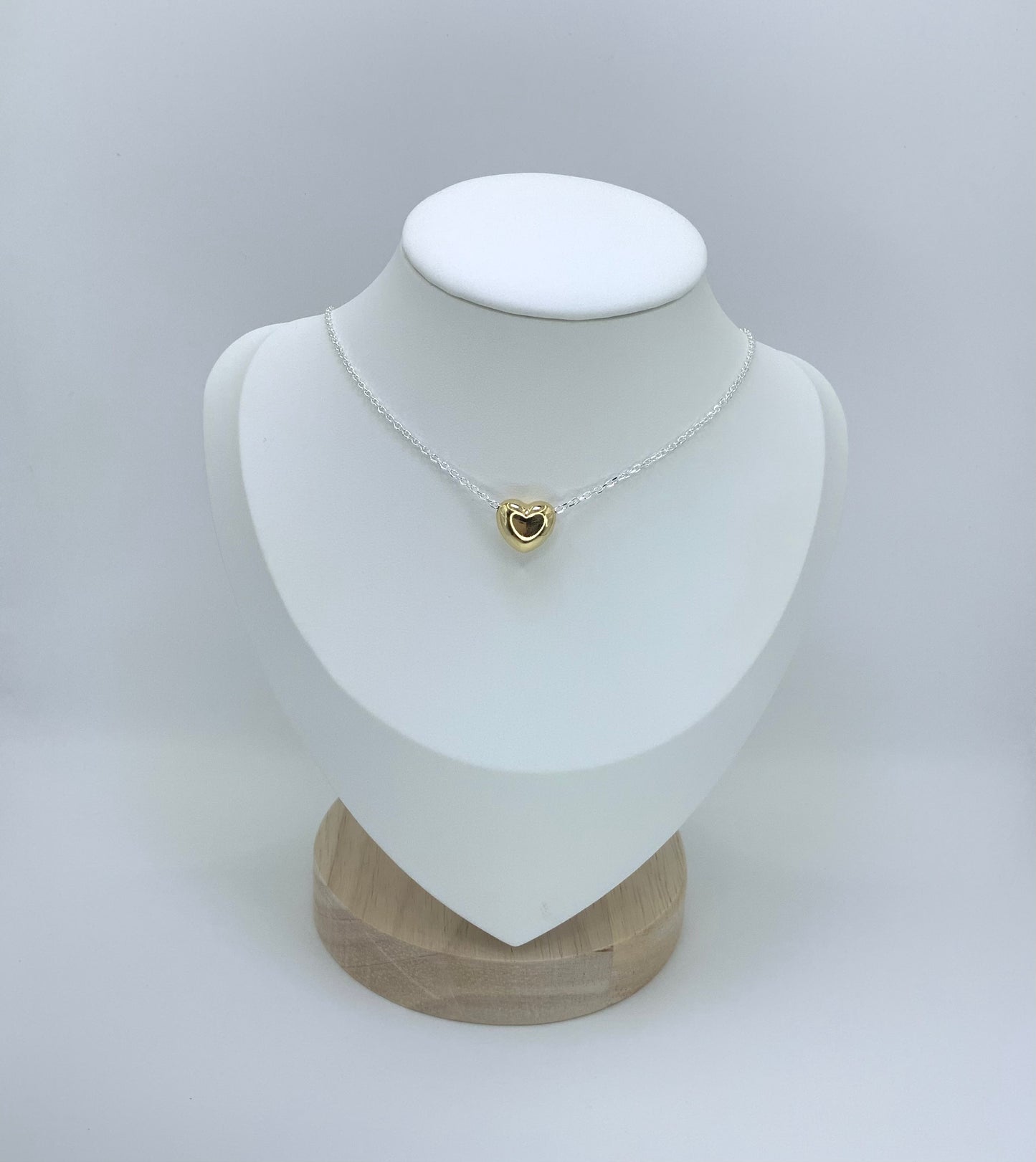 Gold Heart Necklace -Sterling Silver 925