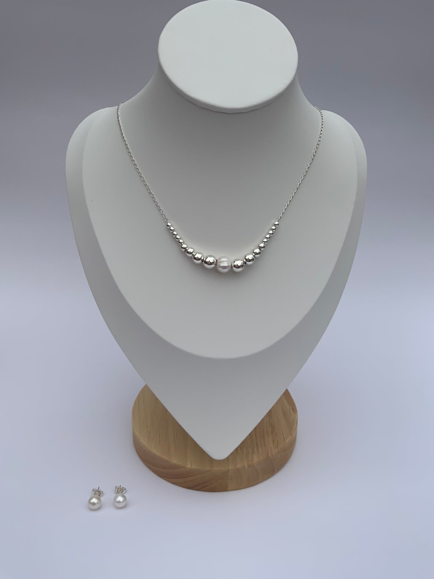 Set Zunilda Necklace and Earring with Pearl -Sterling Silver