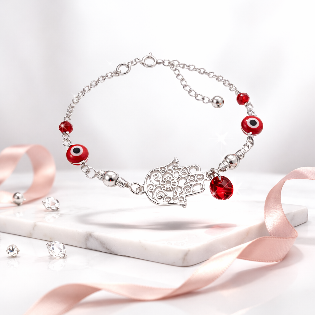 Amara Hamsa Protection Bracelet 925 Sterling Silver