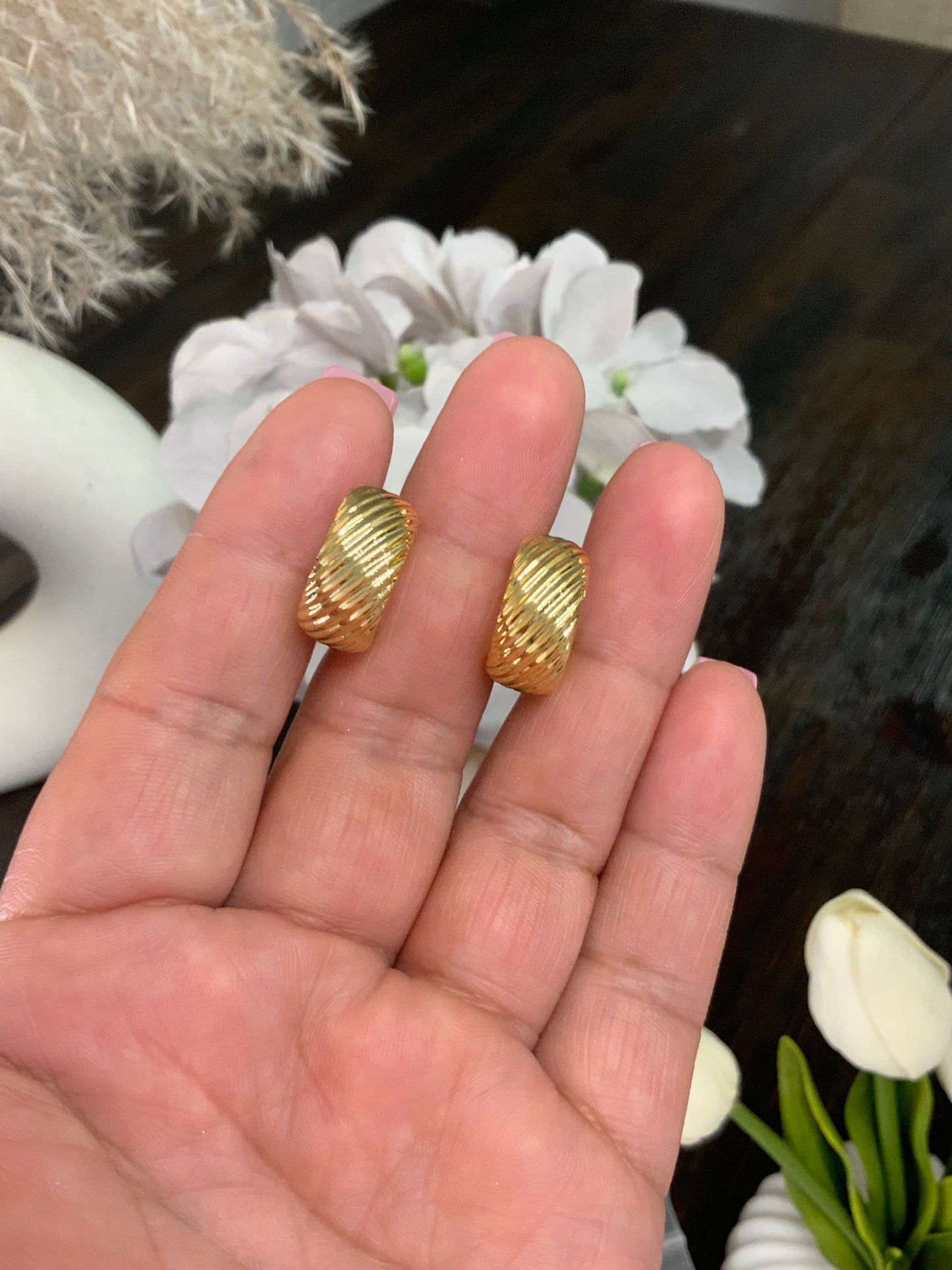 Golden Twist Hoops Earrings Sterling Silver 925