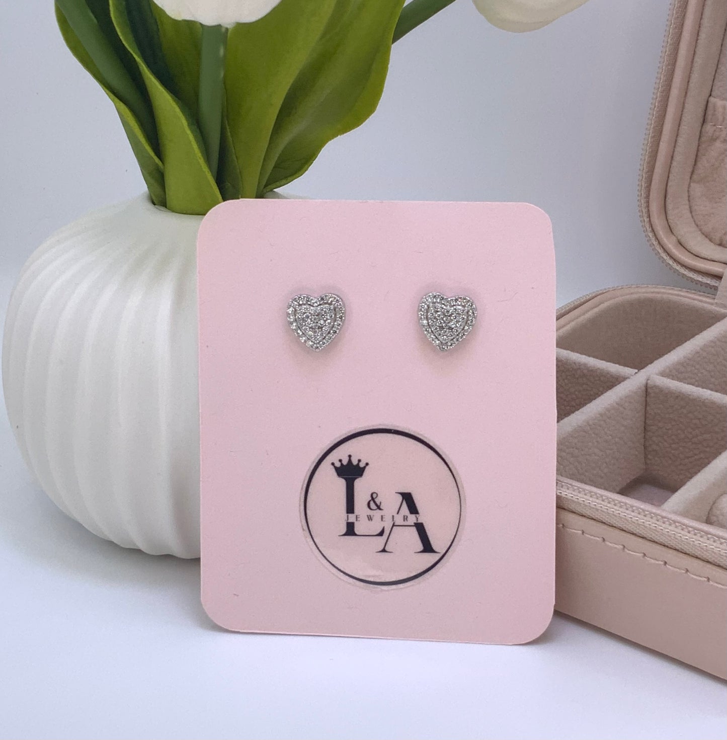 Sweat Heart Stud Earring With Zc Sterling Silver 925