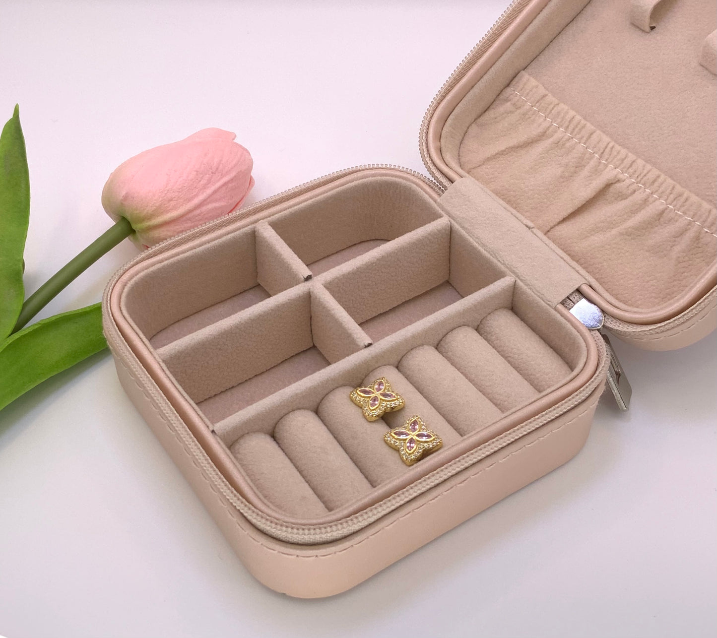 Pink Stud Earring CZ Sterling Silver 925