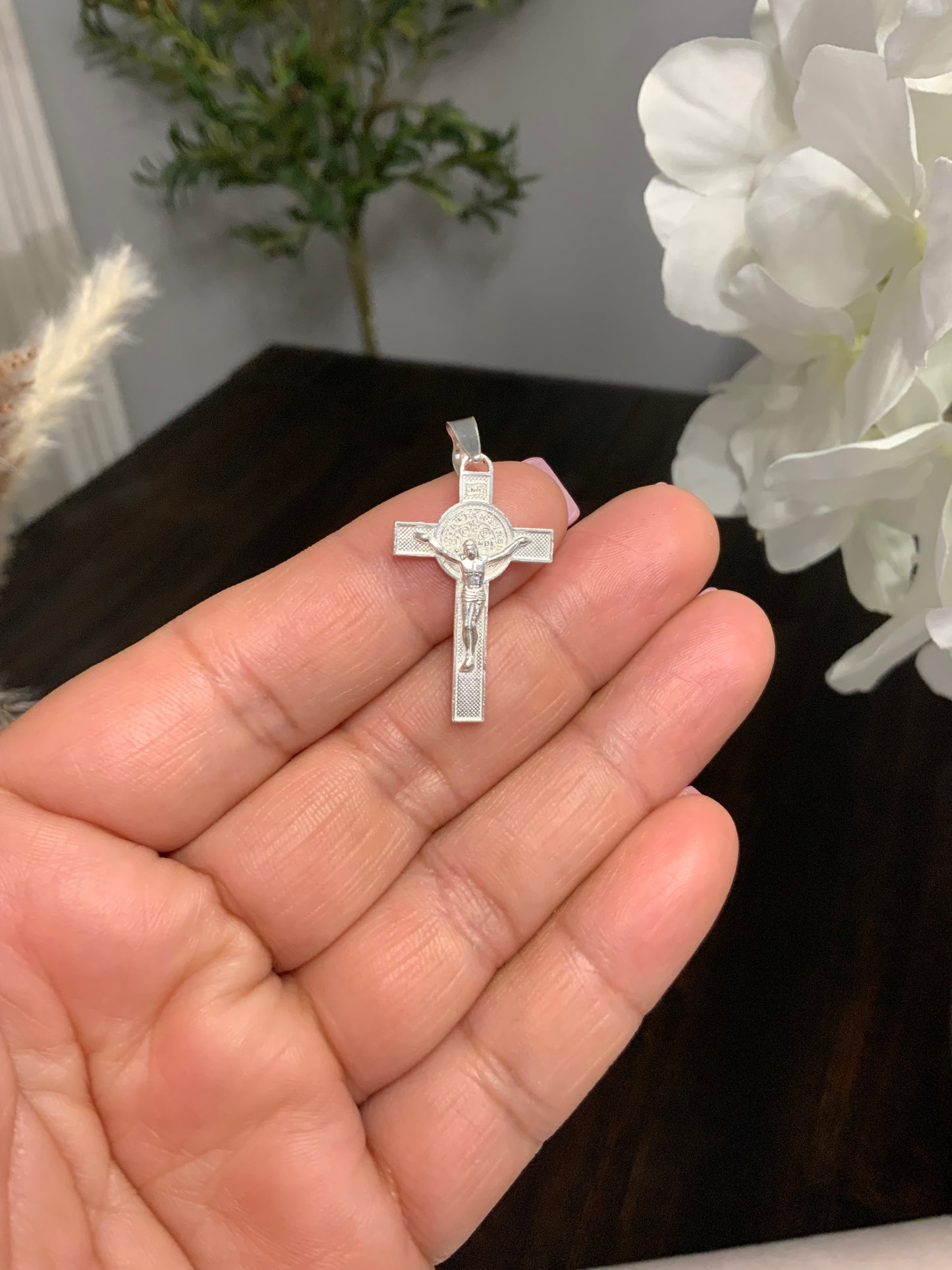 Crucifix Pendant Sterling Silver 925 - 1.3”