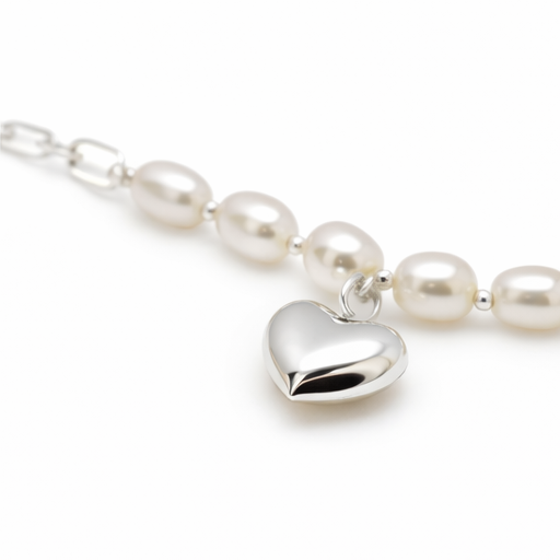 Luna Pearl Heart Bracelet - Sterling Silver 925