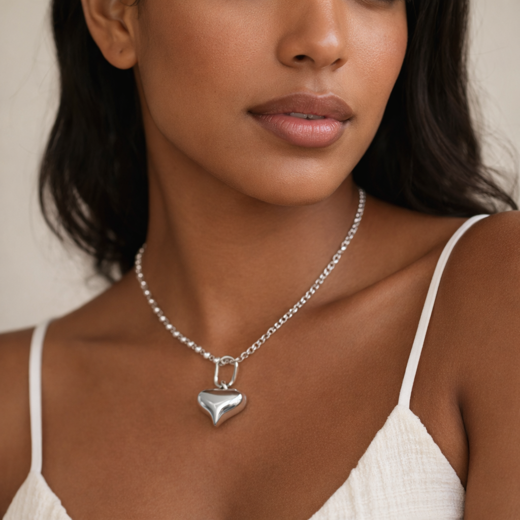Amara Silver Heart Necklace