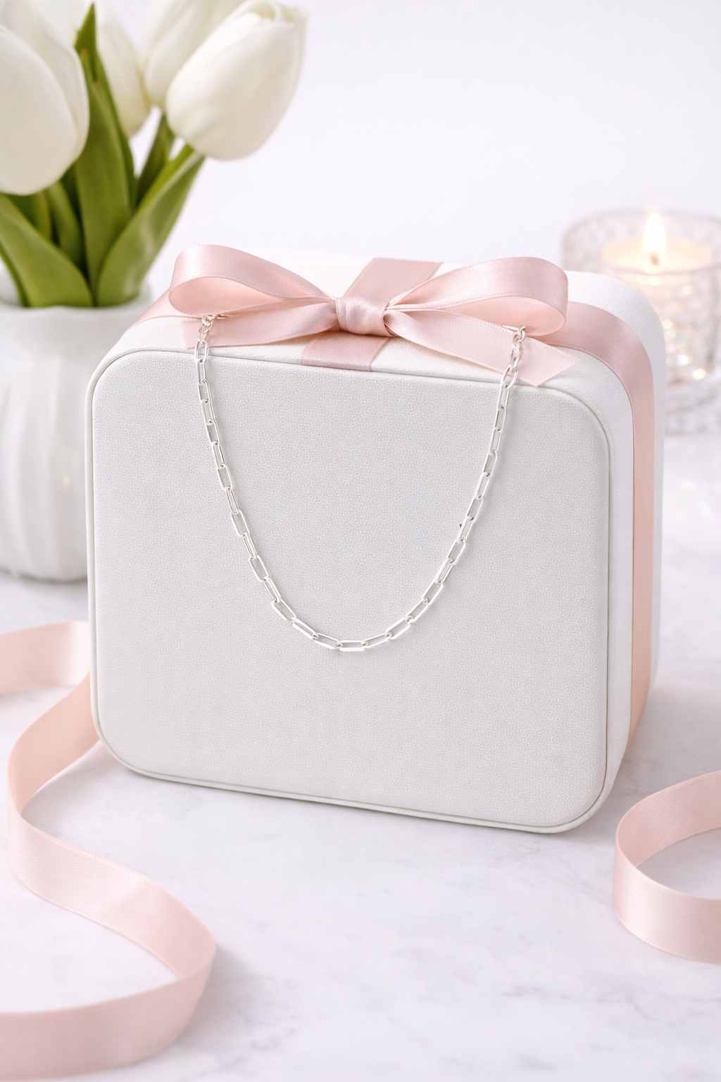 Paperclip Chain 2 mm Necklace -Sterling Silver 925
