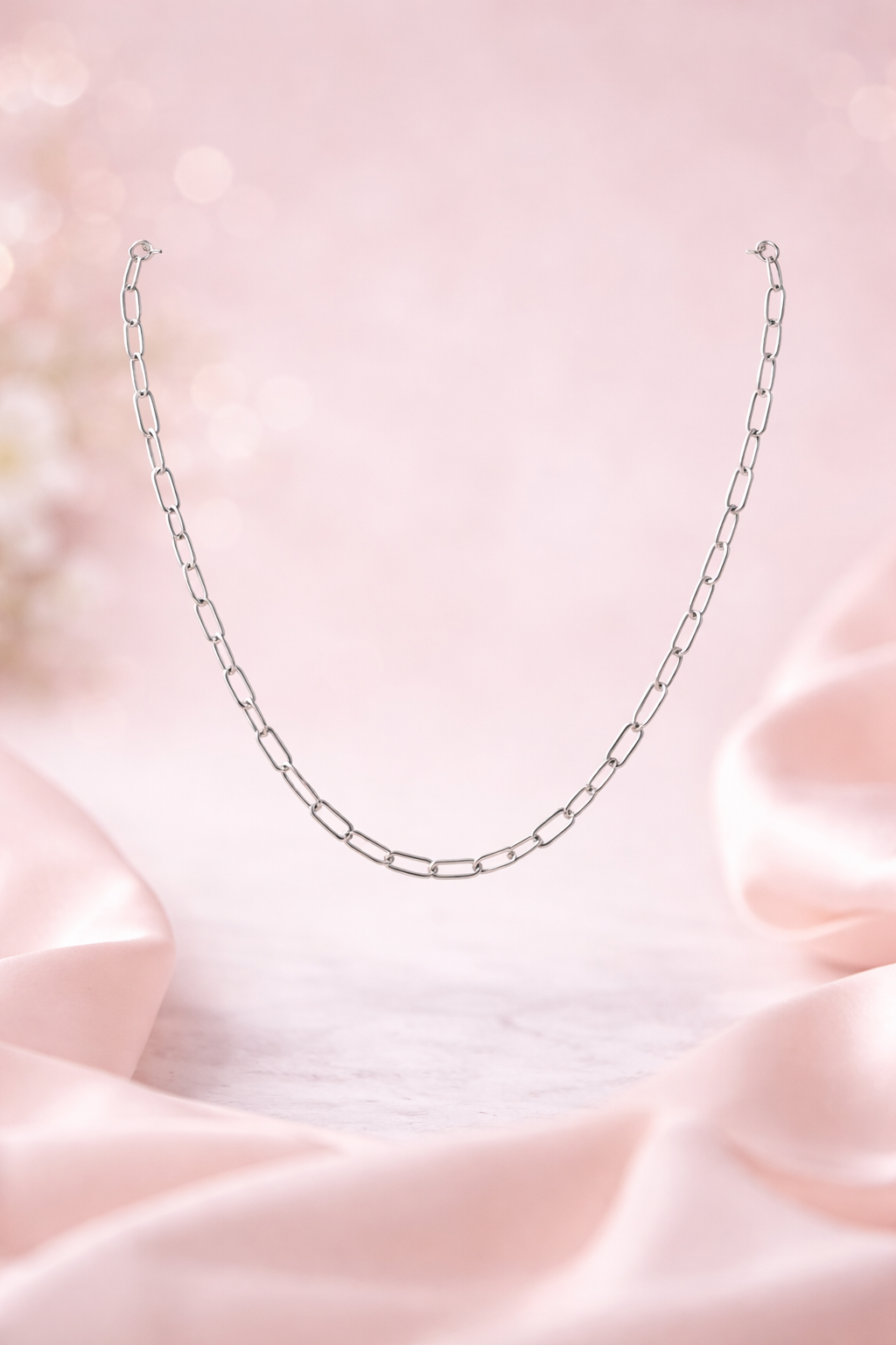 Paperclip (3mm) Chain Necklace Sterling Silver 925