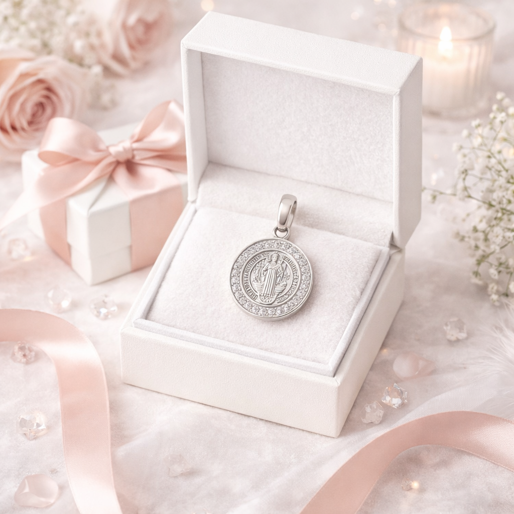 Small Saint Benedict Medal 0.7 inch – 925 Sterling Silver