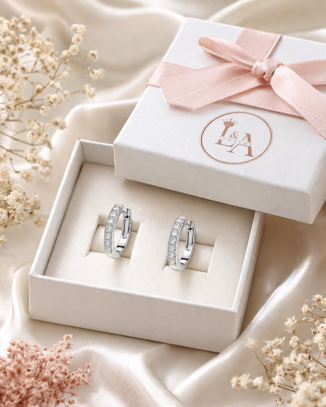 Dora Huggies Earrings With Zc Sterling Silver 925 -11 mm