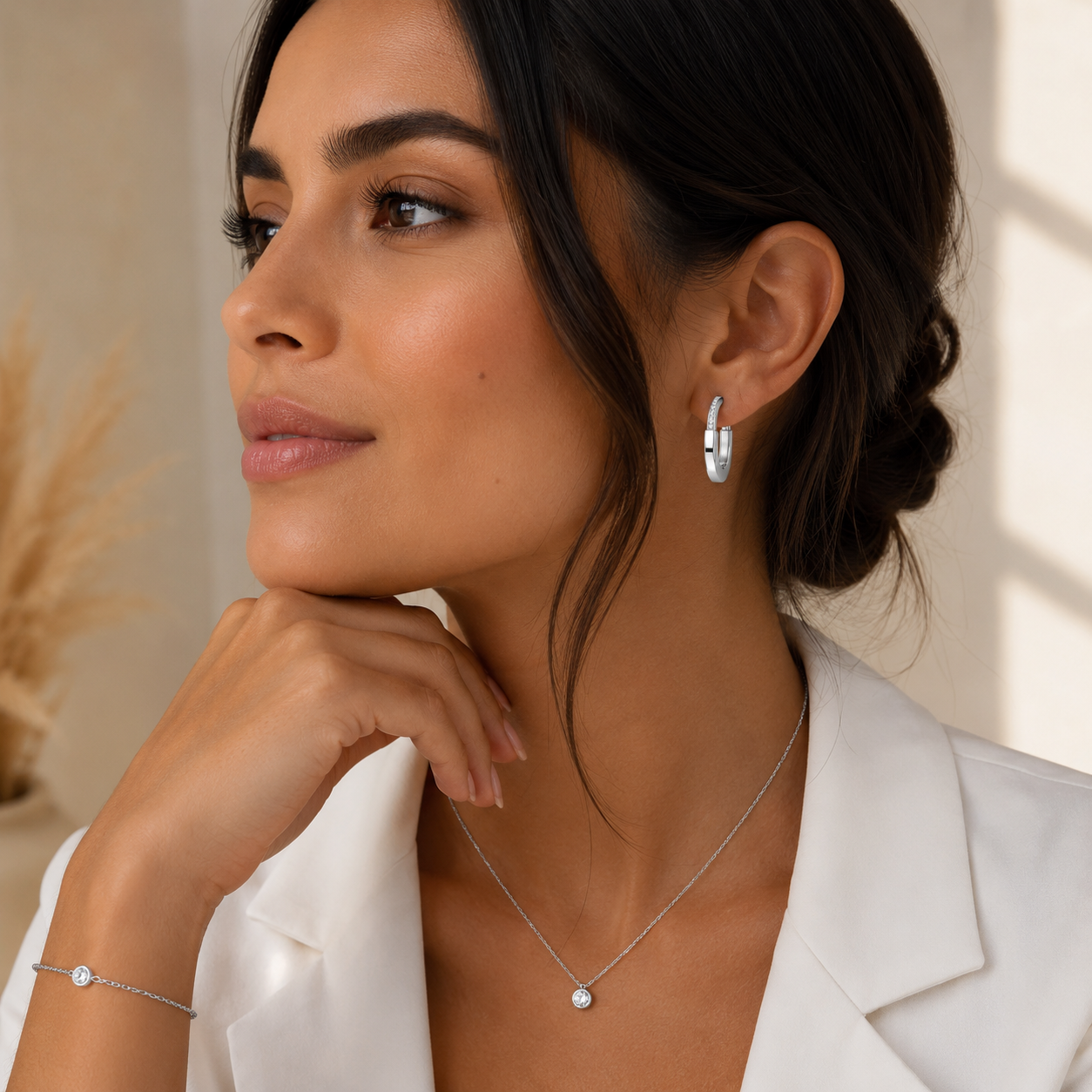Rosé Glow Hoops – Sterling Silver 925 with Pink Zirconia (22mm)