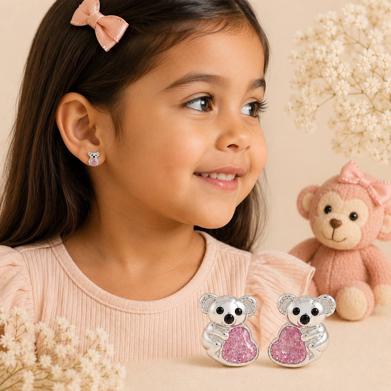 π©· Baby Koala | 925 Sterling Silver Kids Earrings - 7.5mm