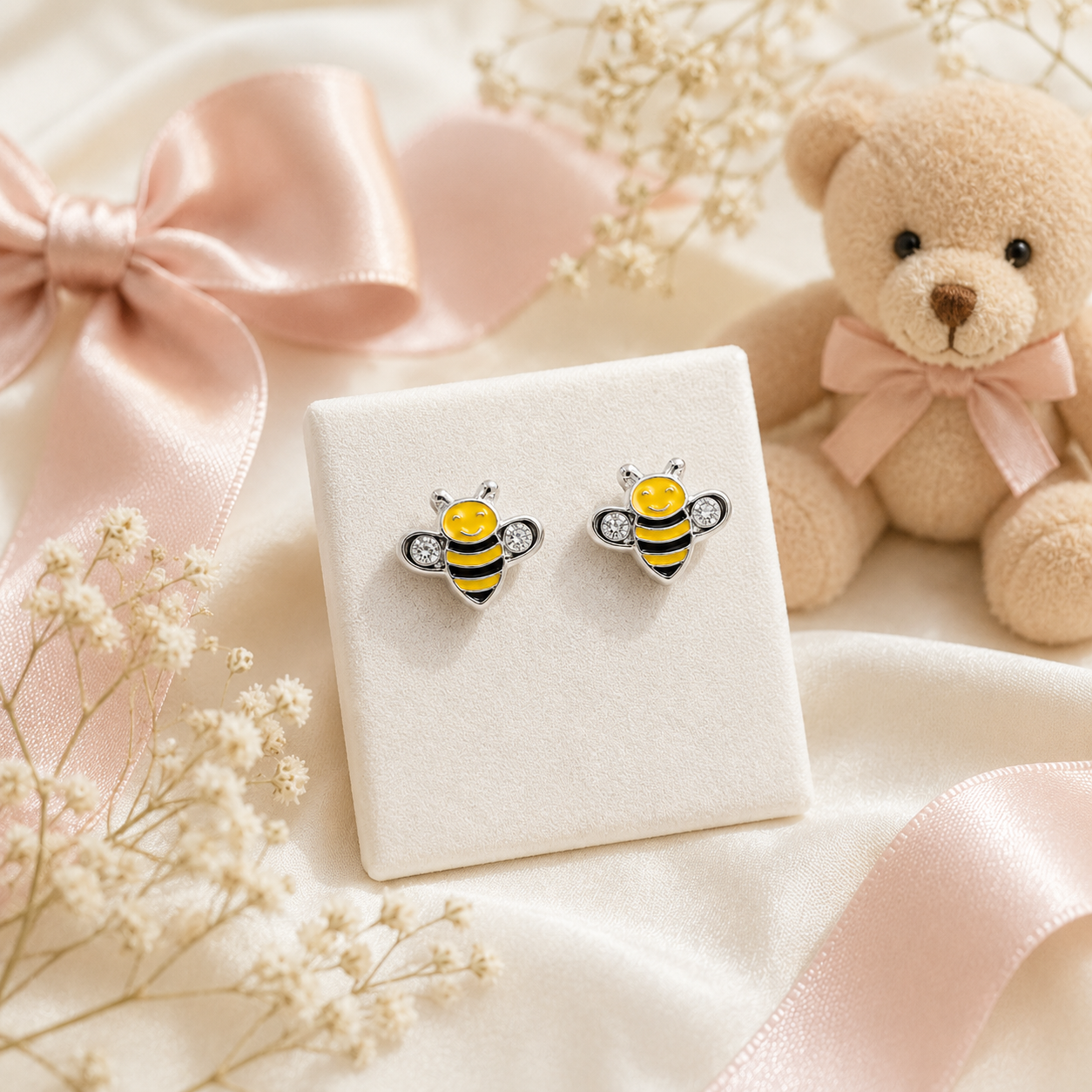 Honey Bee Stud Earrings 925 Sterling Silver
