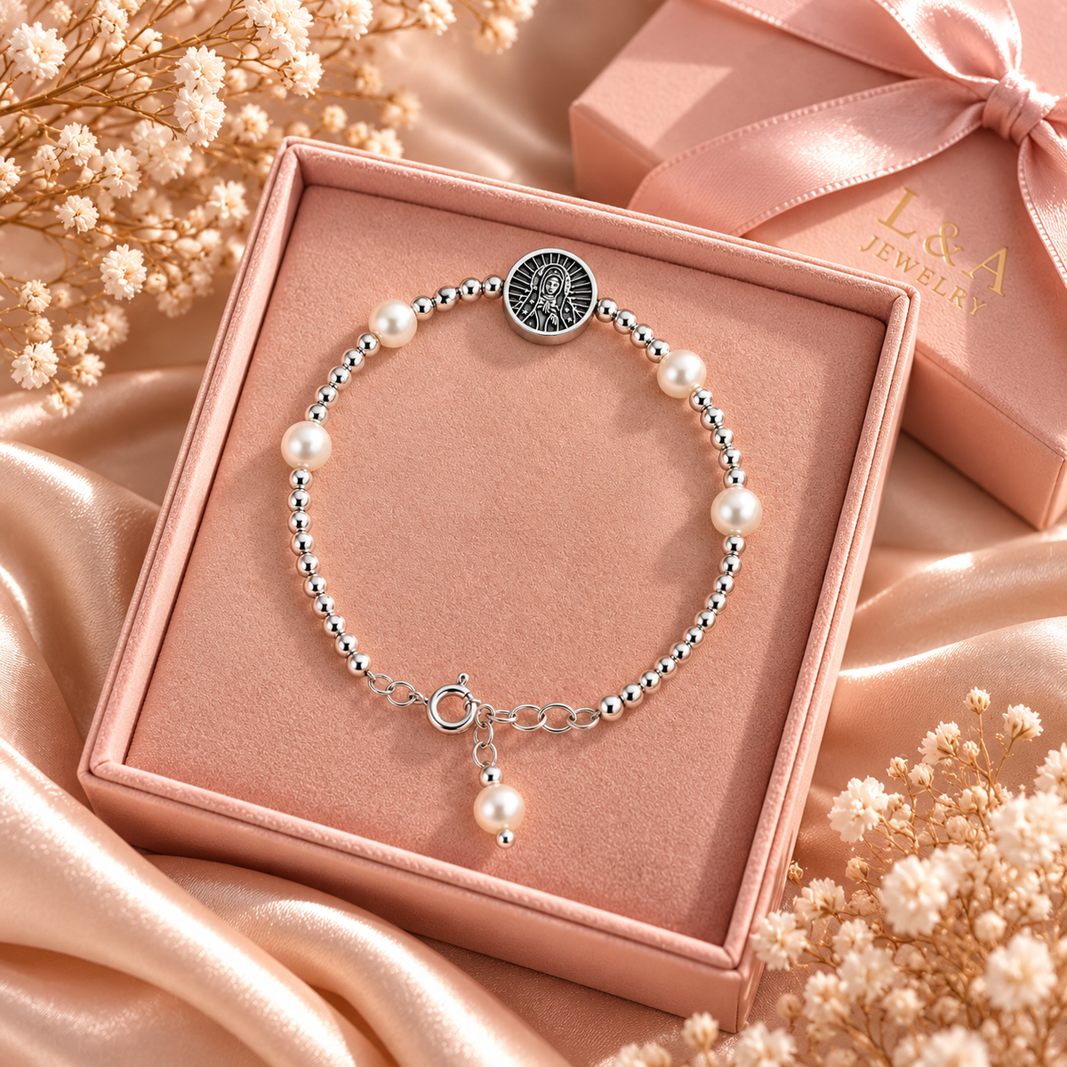 Divine Grace – Our Lady of Guadalupe Pearl Bracelet | Sterling Silver 925