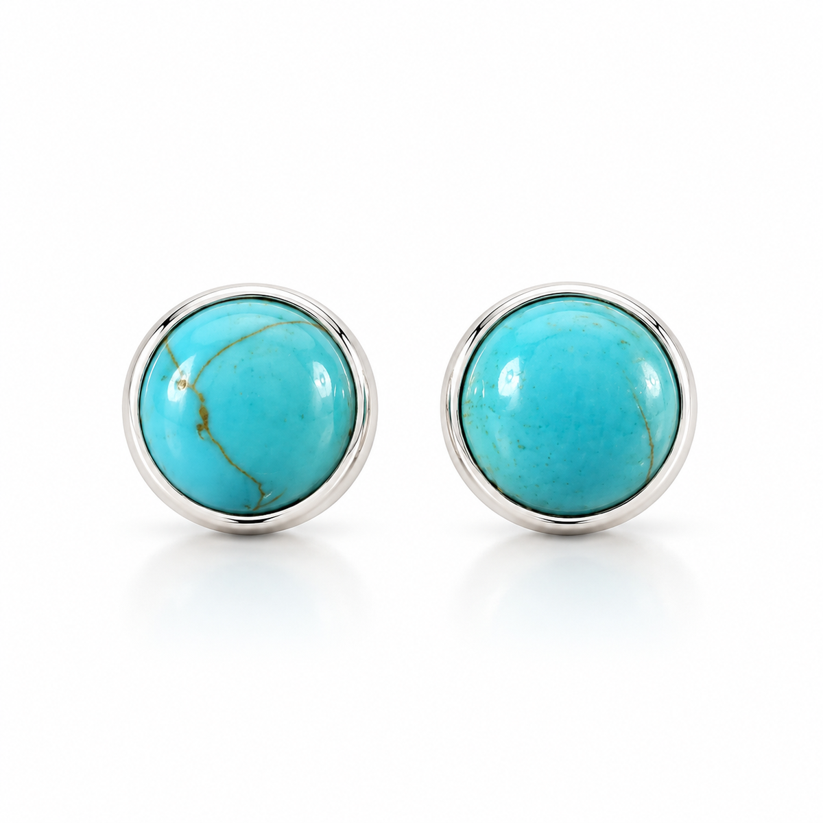 Turquoise Aura – Natural Stone Stud Earrings | 925 Sterling Silver | 9mm