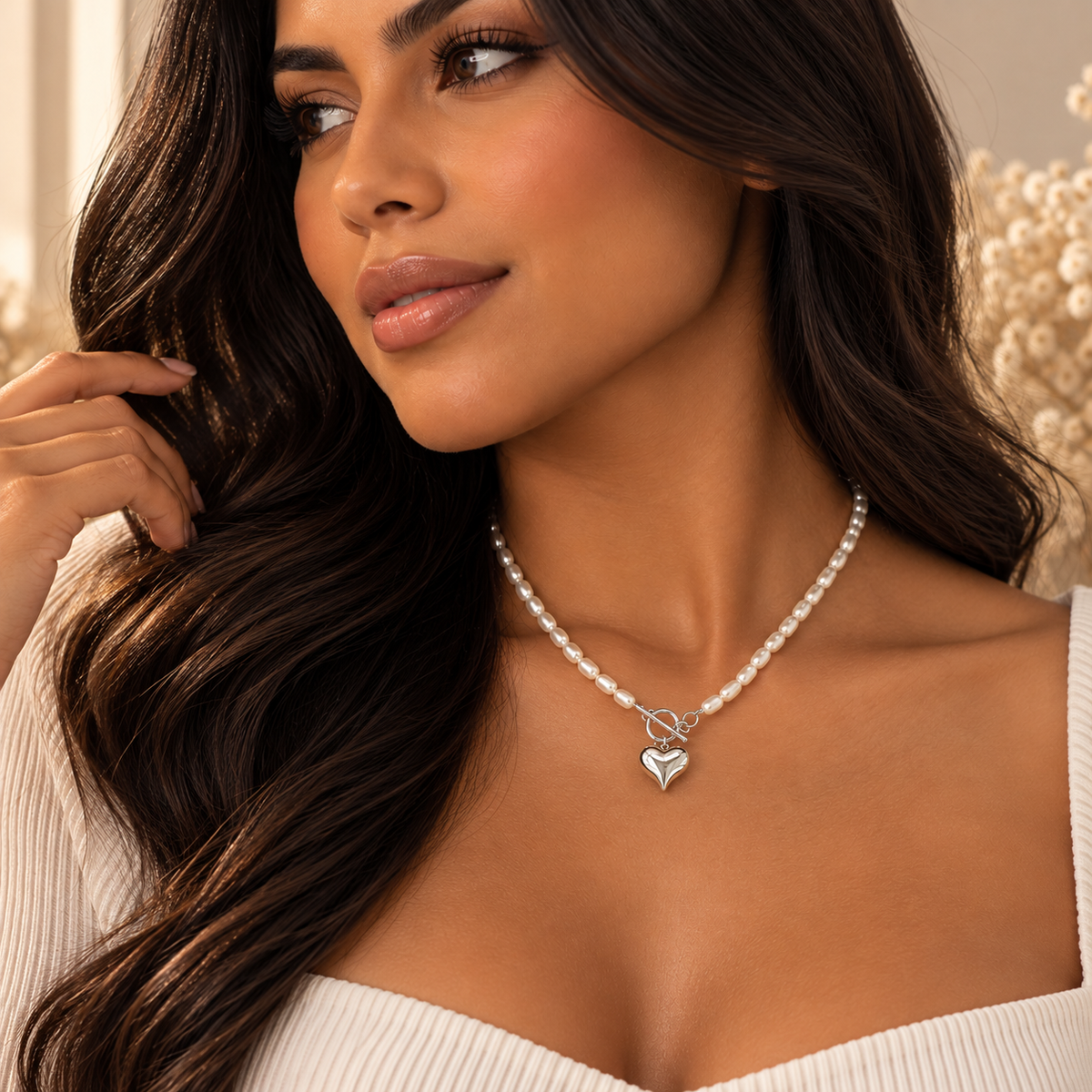 Pearl Amour Necklace - 925 Sterling Silver - 16”