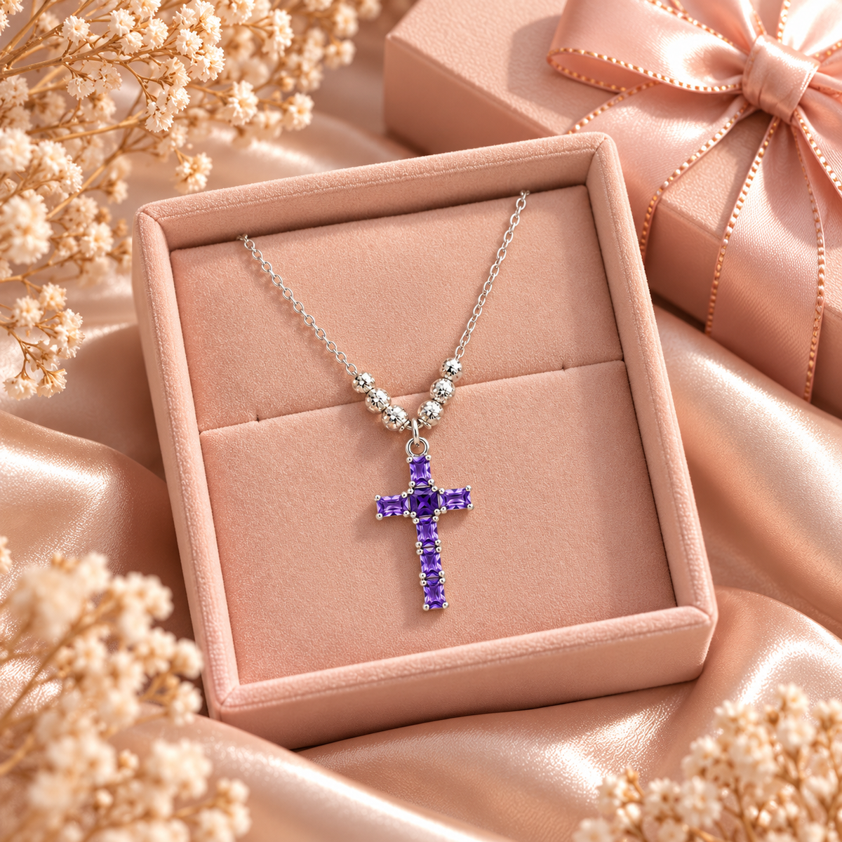 Faith & Sparkle Cross Necklace 925 Sterling Silver -27mm -18mm