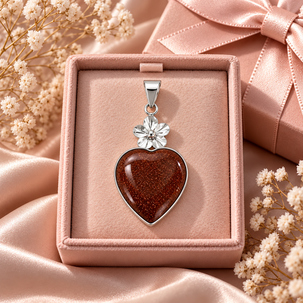 Blooming Heart Pendant | 925 Sterling Silver - 47mm