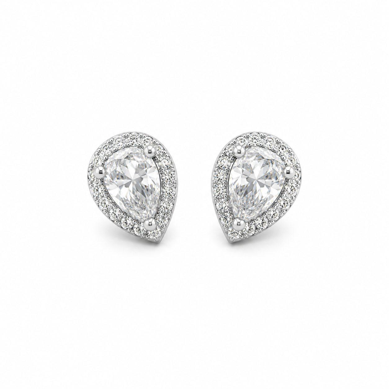 Luna Pear Zirconia Stud Earrings - 925 Sterling Silver- 10mm