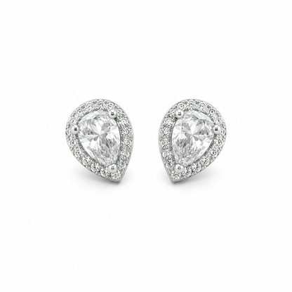 Luna Pear Zirconia Stud Earrings - 925 Sterling Silver- 10mm