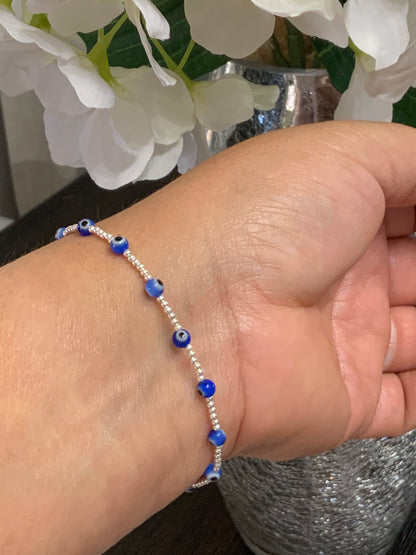 Evil Eye Bracelet Adjustable Sterling Silver 925