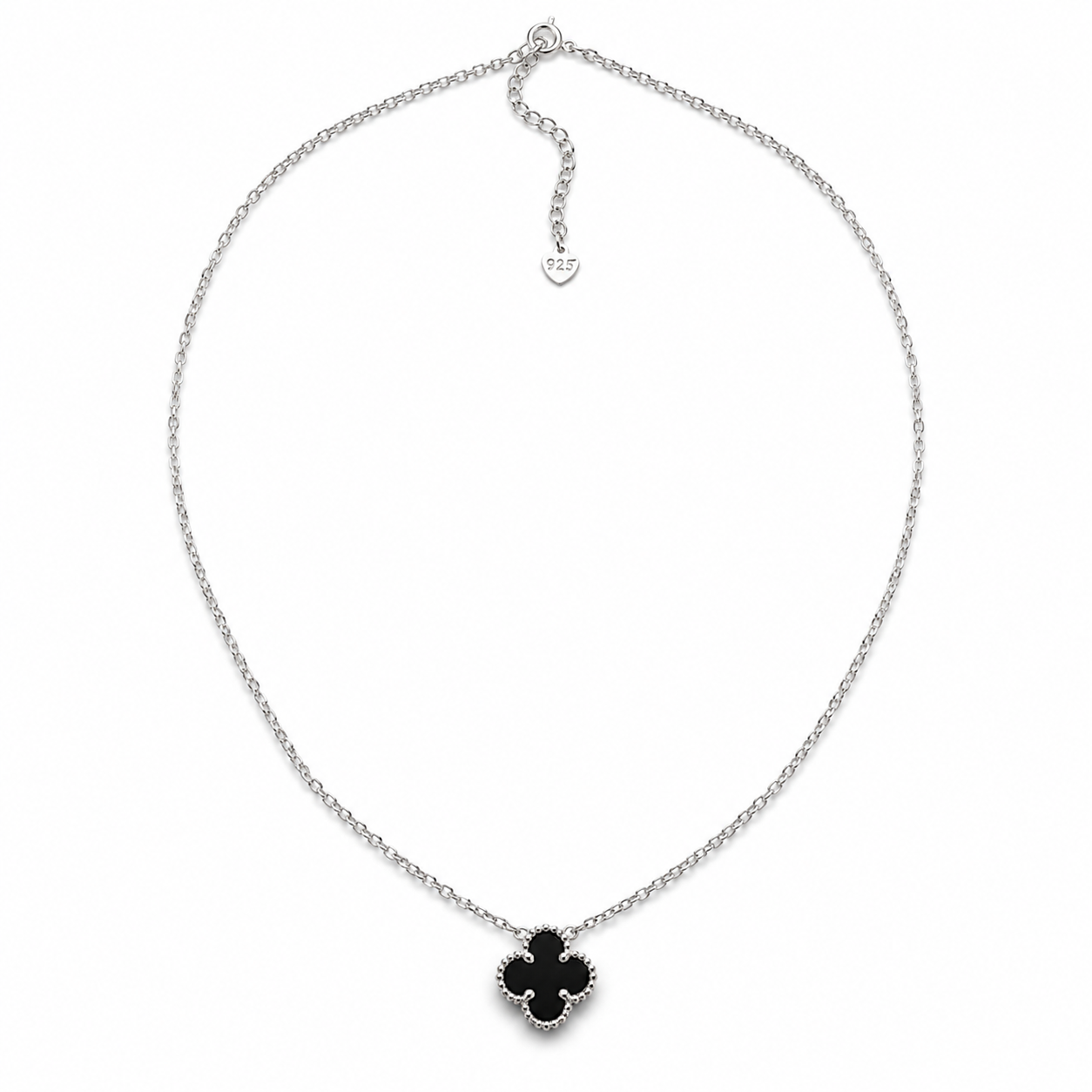 Baby Clover Ónix Necklace 925 Sterling Silver -10mm