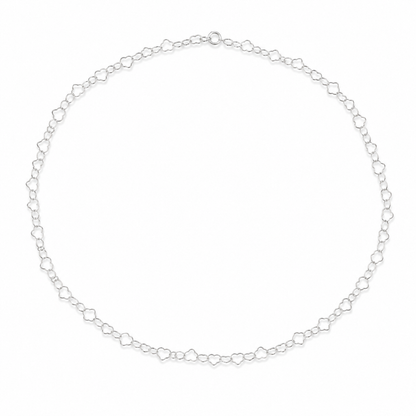 Heart Chain Necklace Sterling Silver 925 18”