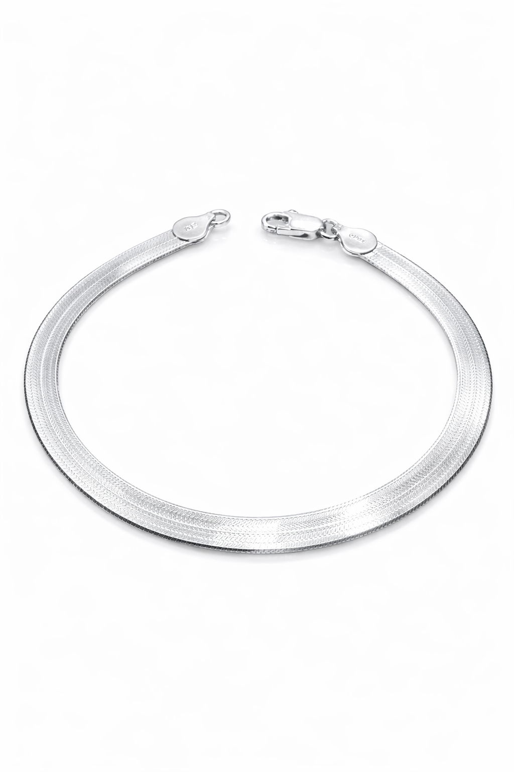 Herringbone Bracelet (5mm) in Sterling Silver 925 7 inch