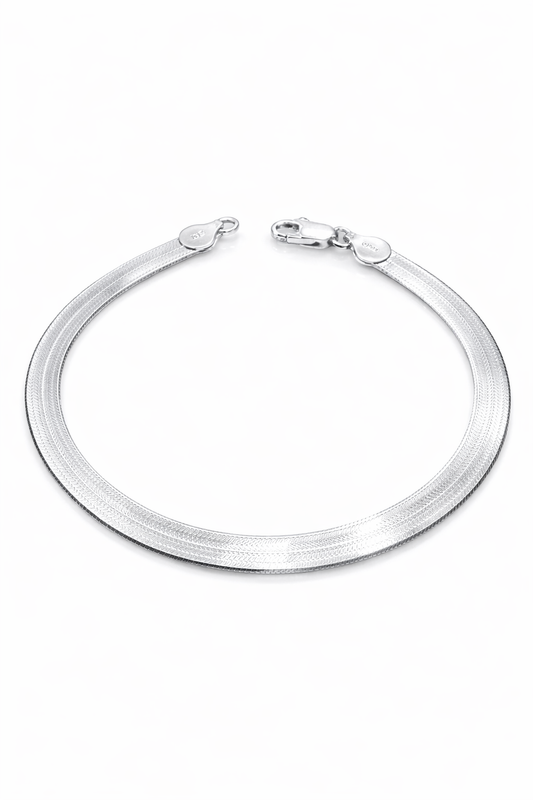 Herringbone Bracelet (5mm) in Sterling Silver 925 7 inch