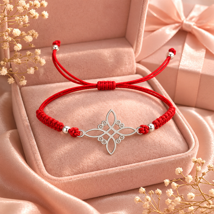 Witch’s Knot Red String Bracelet – Sterling Silver 925
