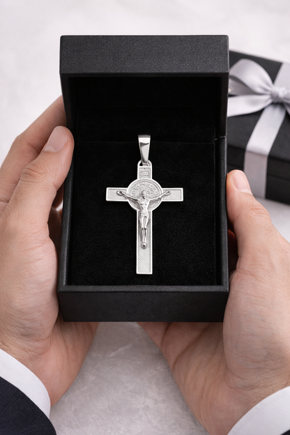 Saint Benedict Protection Cross – Sterling Silver 925- 1.3”