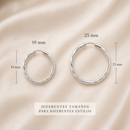 Amara Twist Hoops – Sterling Silver 925 Textured Hoop Earrings (19mm / 25mm)