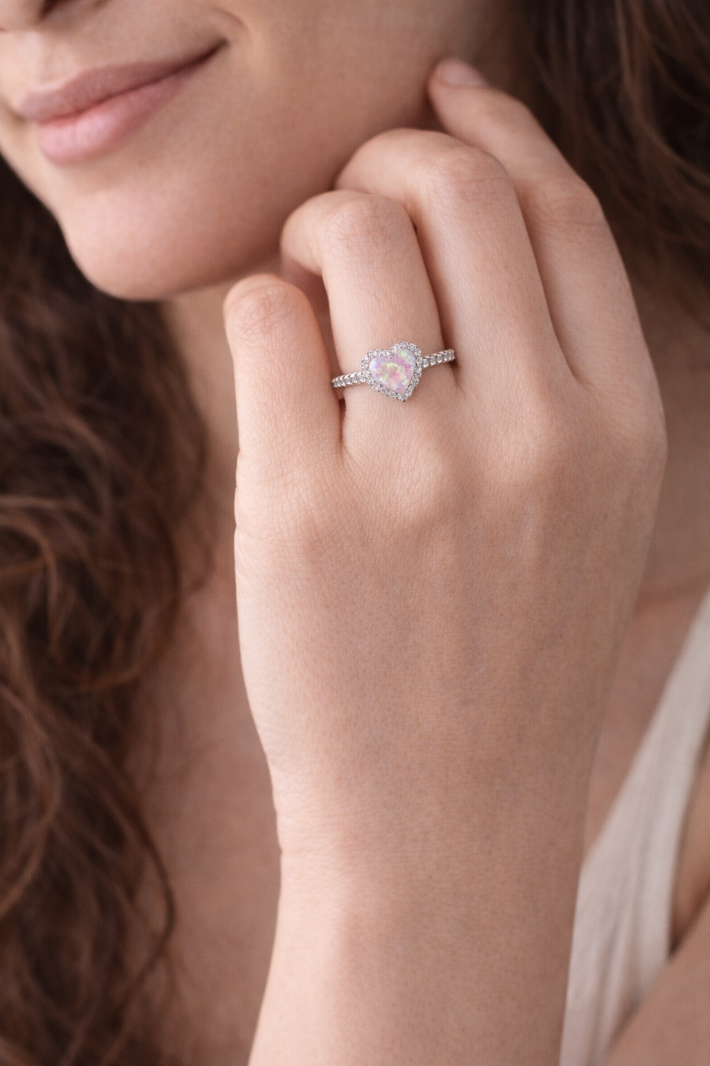Sweetheart Opal Ring 925 Sterling Silver