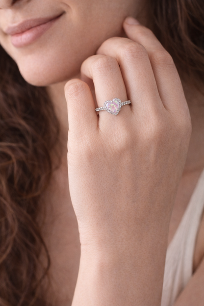Sweetheart Opal Ring 925 Sterling Silver