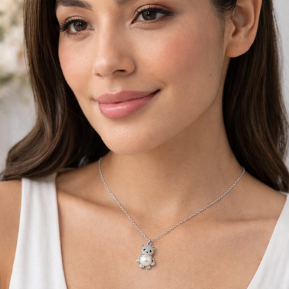 Teddy Bear Necklace Sterling Silver 925-15mm