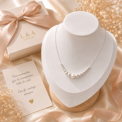 Set Isabella  Necklace and Earring with Pearl -Sterling Silver 925