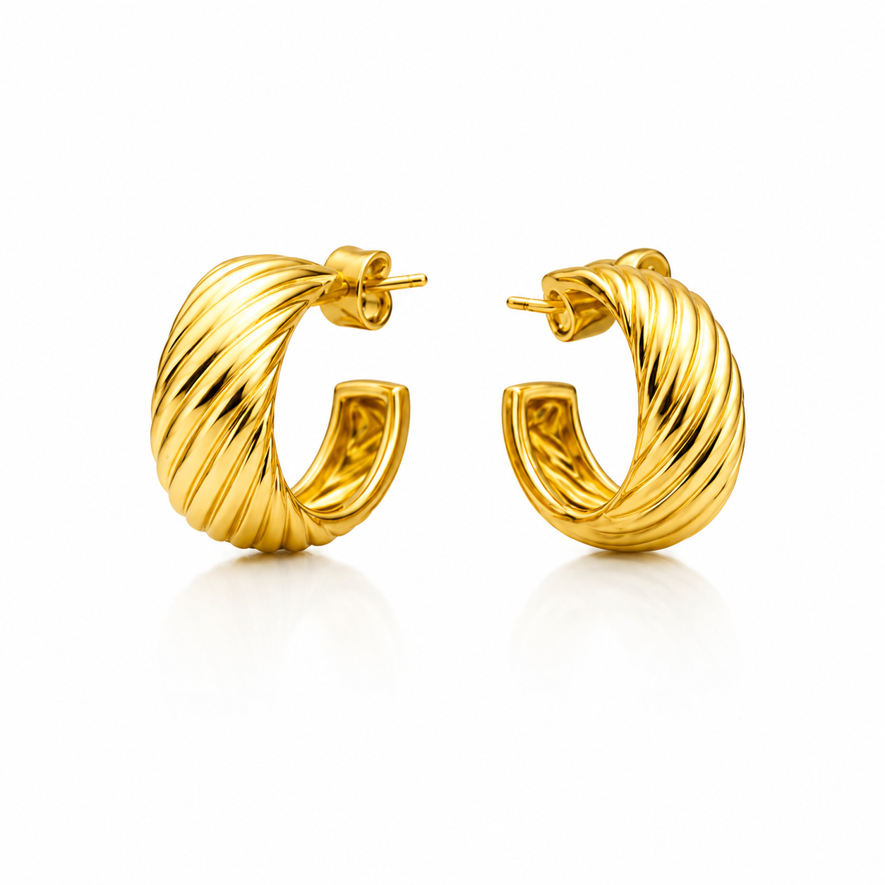 Golden Twist Hoops Earrings Sterling Silver 925