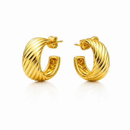 Golden Twist Hoops Earrings Sterling Silver 925